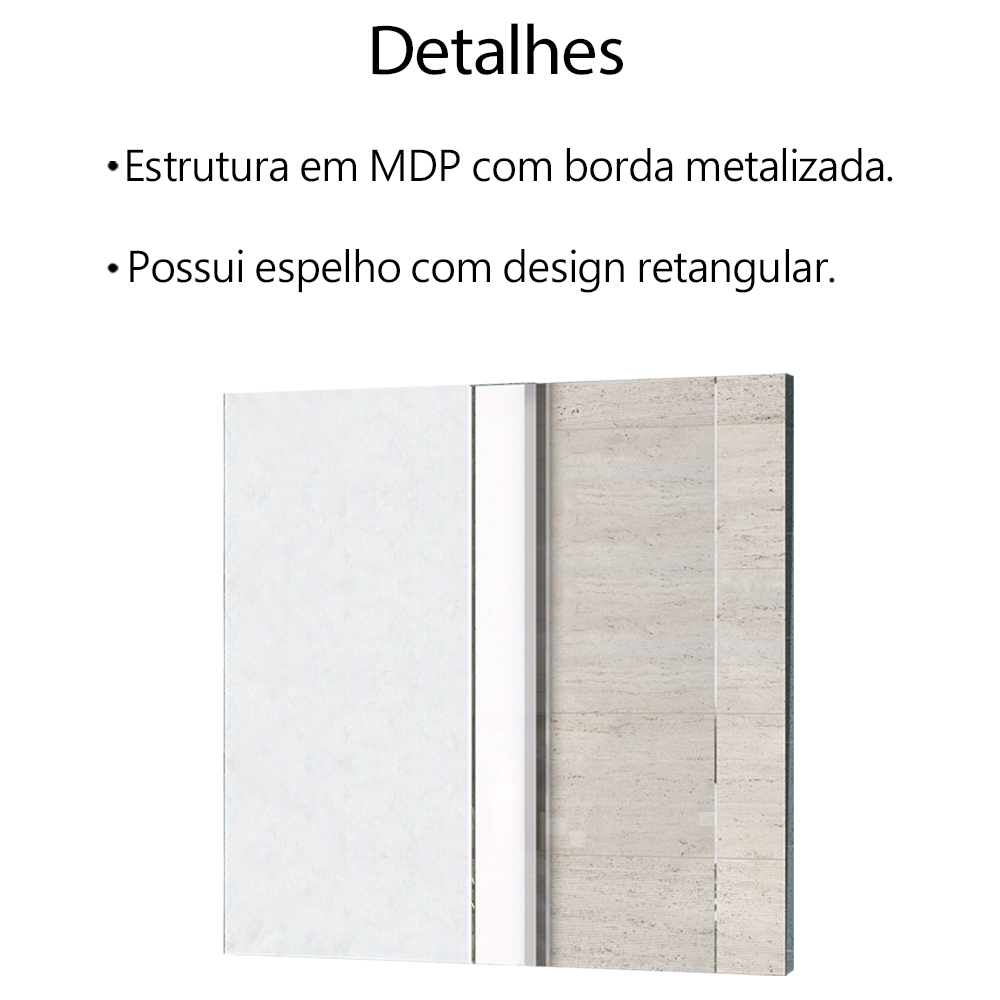 Conjunto 3 Peças Para Banheiro BN3600X37X38 Branco Metalizado Tecno Mobili