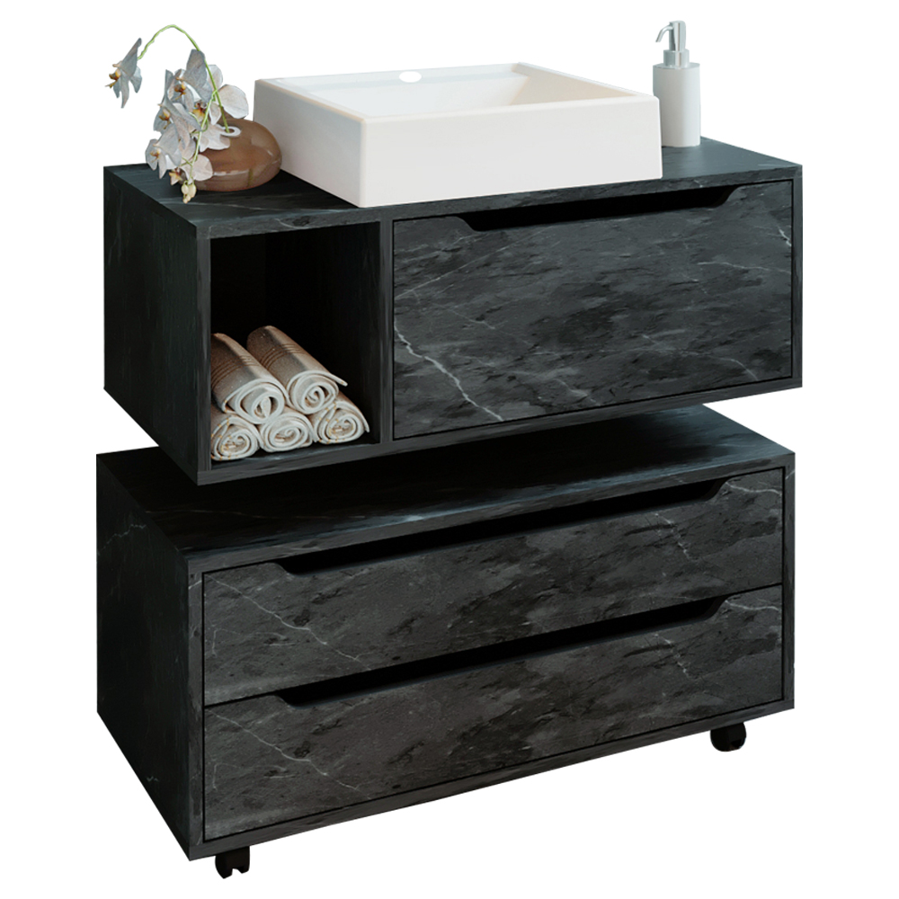 Conjunto 3 Peças Para Banheiro BN3600X43X44 Marmore Lunar Tecno Mobili