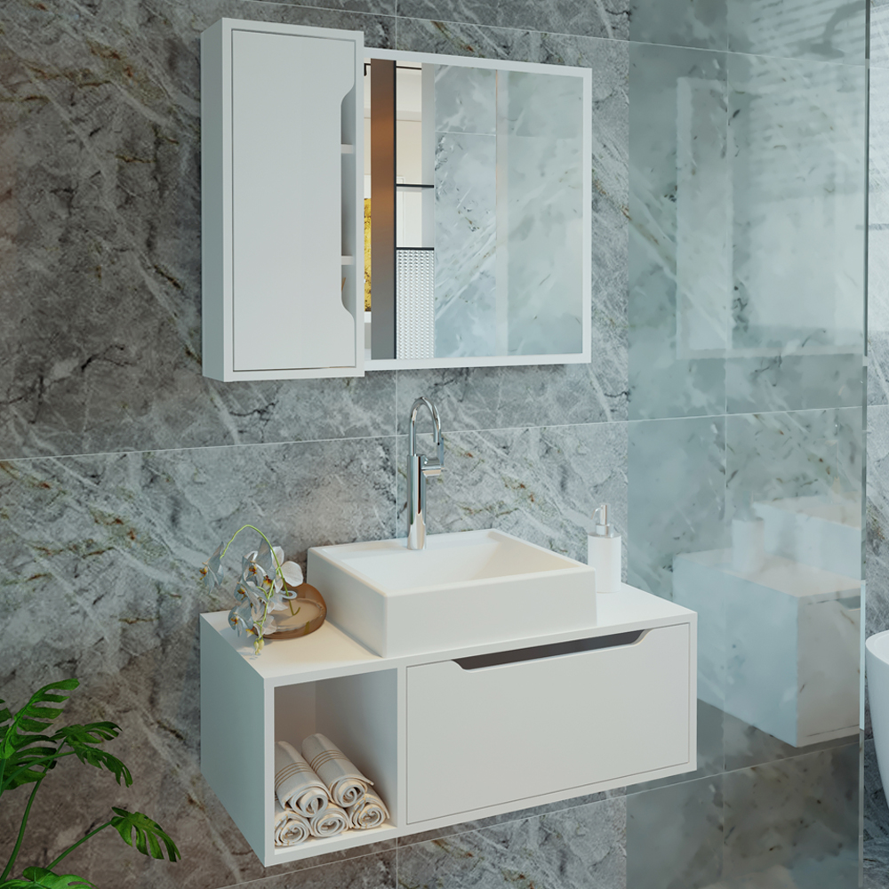 Conjunto 3 Peças Para Banheiro BN3600X44X45 Branco Tecno Mobili
