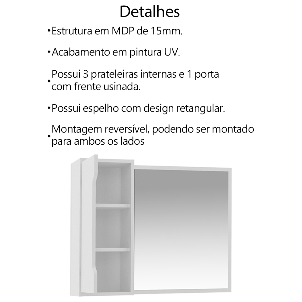 Conjunto 3 Peças Para Banheiro BN3600X44X45 Branco Tecno Mobili