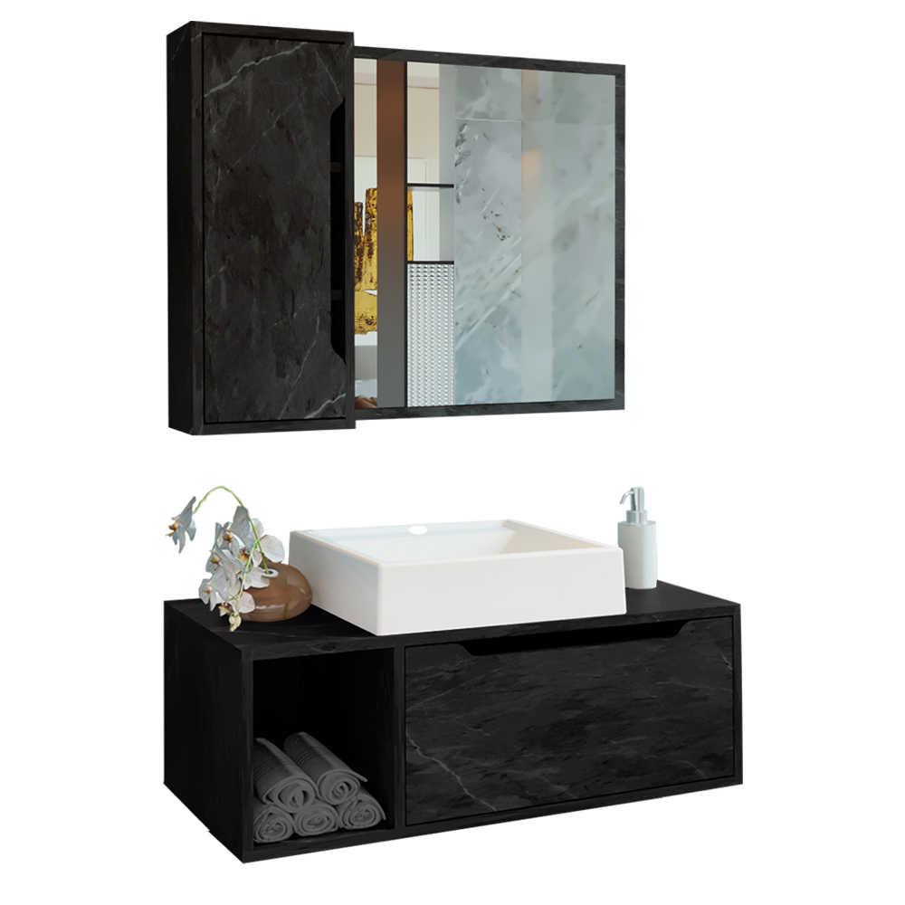 Conjunto 3 Peças Para Banheiro BN3600X44X45 Marmore Lunar Tecno Mobili