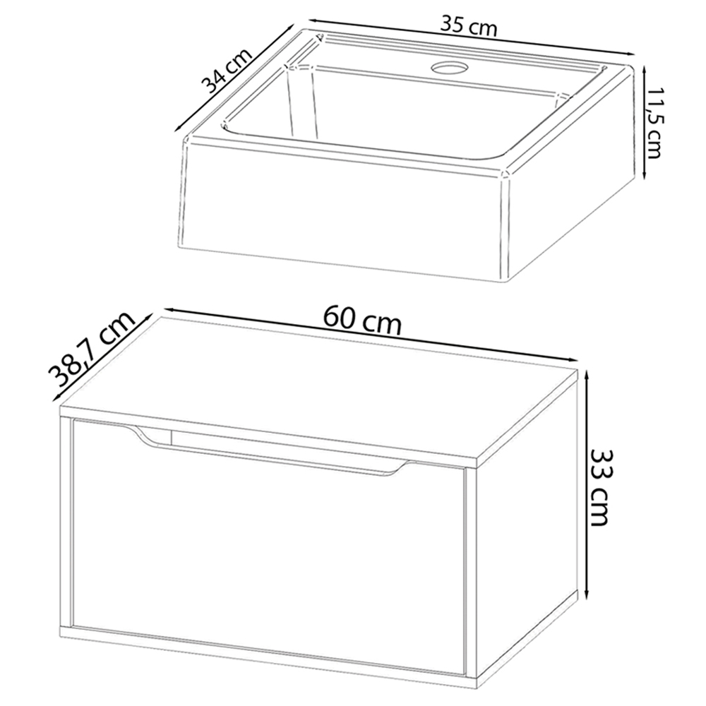 Conjunto 3 Peças Para Banheiro BN3630X46X48 Marmore Branco Tecno Mobili