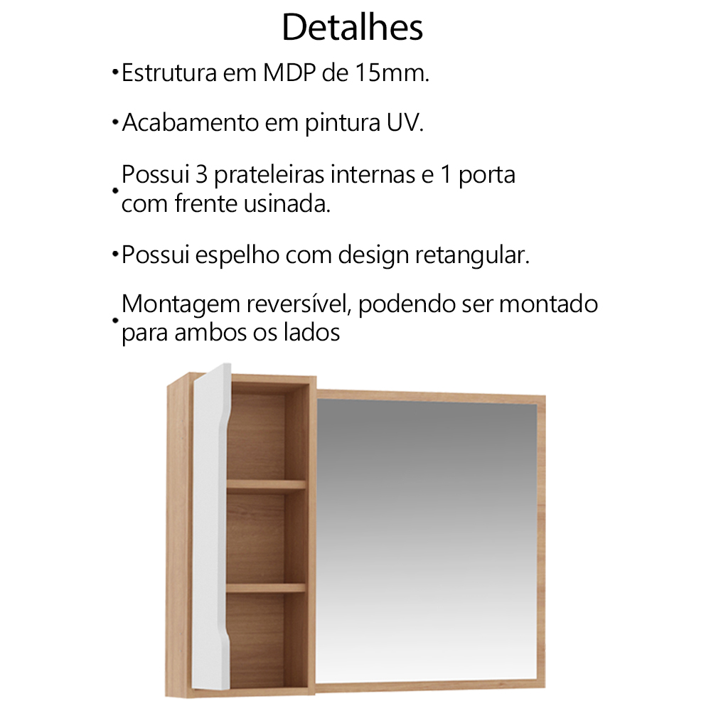 Conjunto 4 Peças Para Banheiro BN3600X43X44X45 Amendoa Branco Tecno Mobili