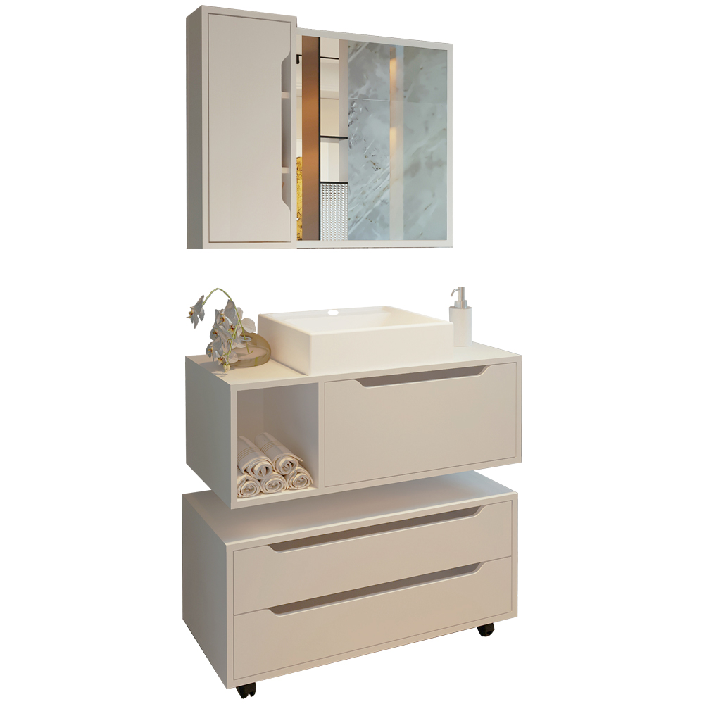 Conjunto 4 Peças Para Banheiro BN3600X43X44X45 Branco Tecno Mobili