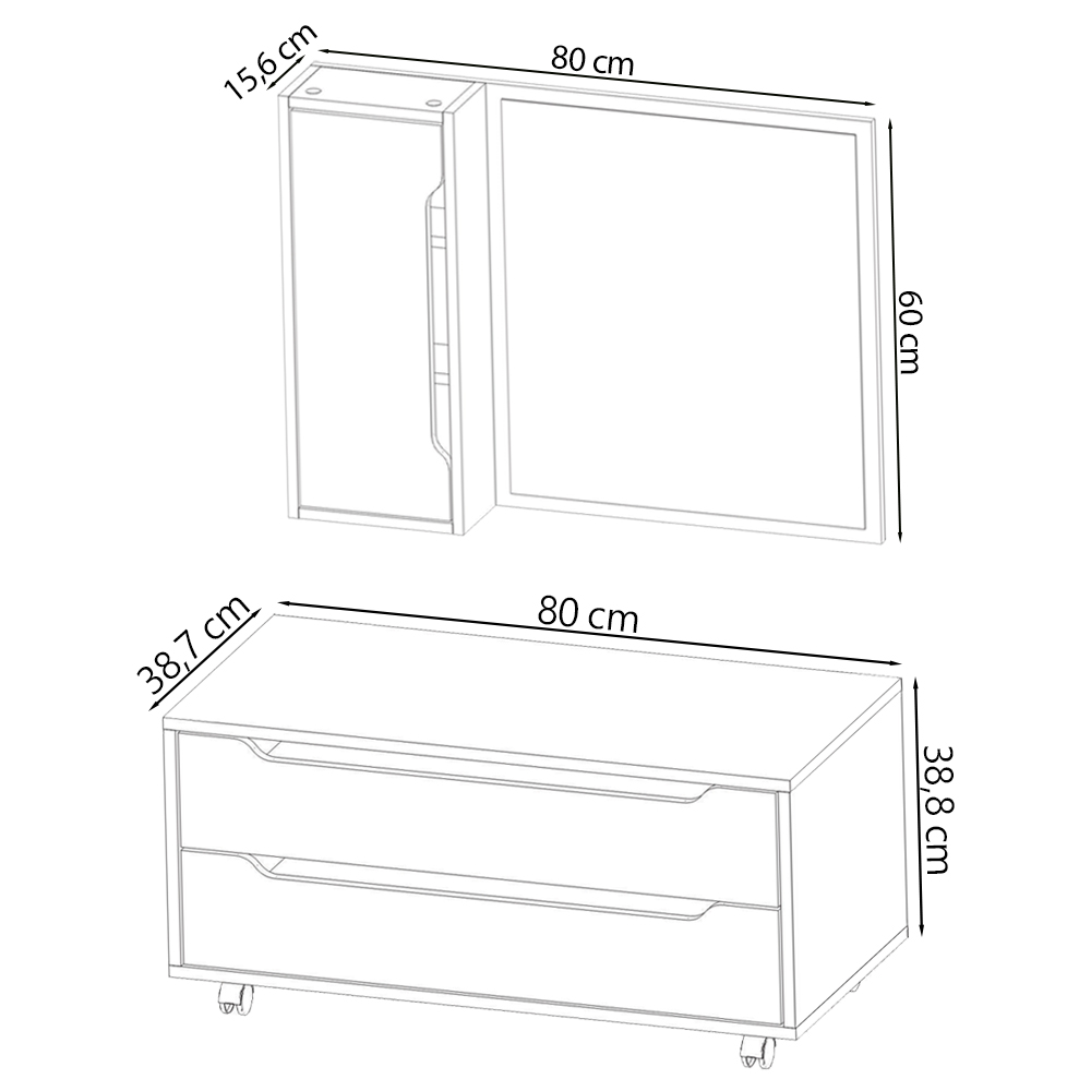 Conjunto 4 Peças Para Banheiro BN3600X43X44X45 Marmore Lunar Tecno Mobili