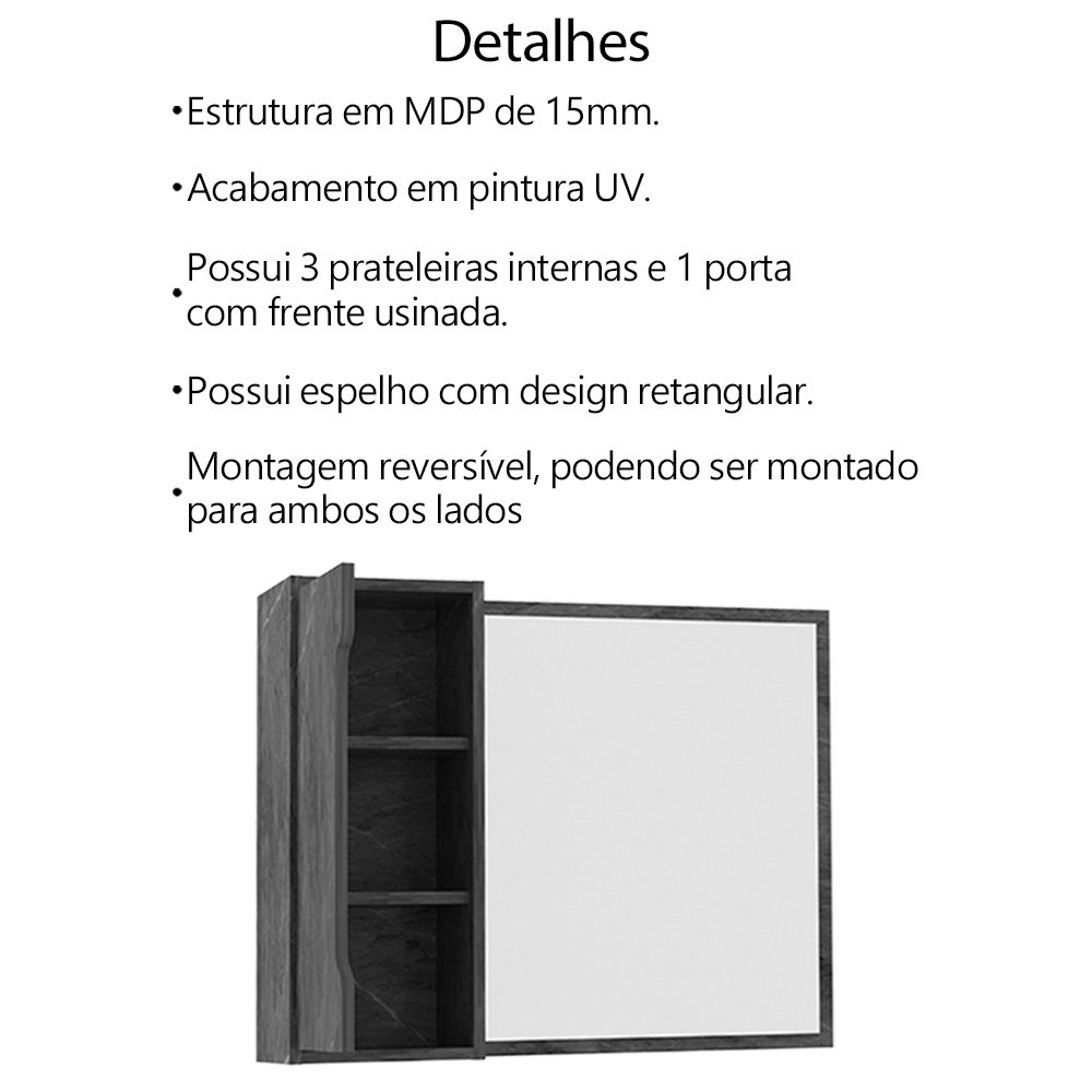 Conjunto 4 Peças Para Banheiro BN3600X43X44X45 Marmore Lunar Tecno Mobili