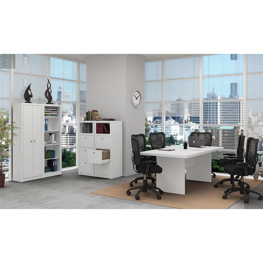 Conjunto Completo para Escritório 05 Peças Branco - Tecno Mobili