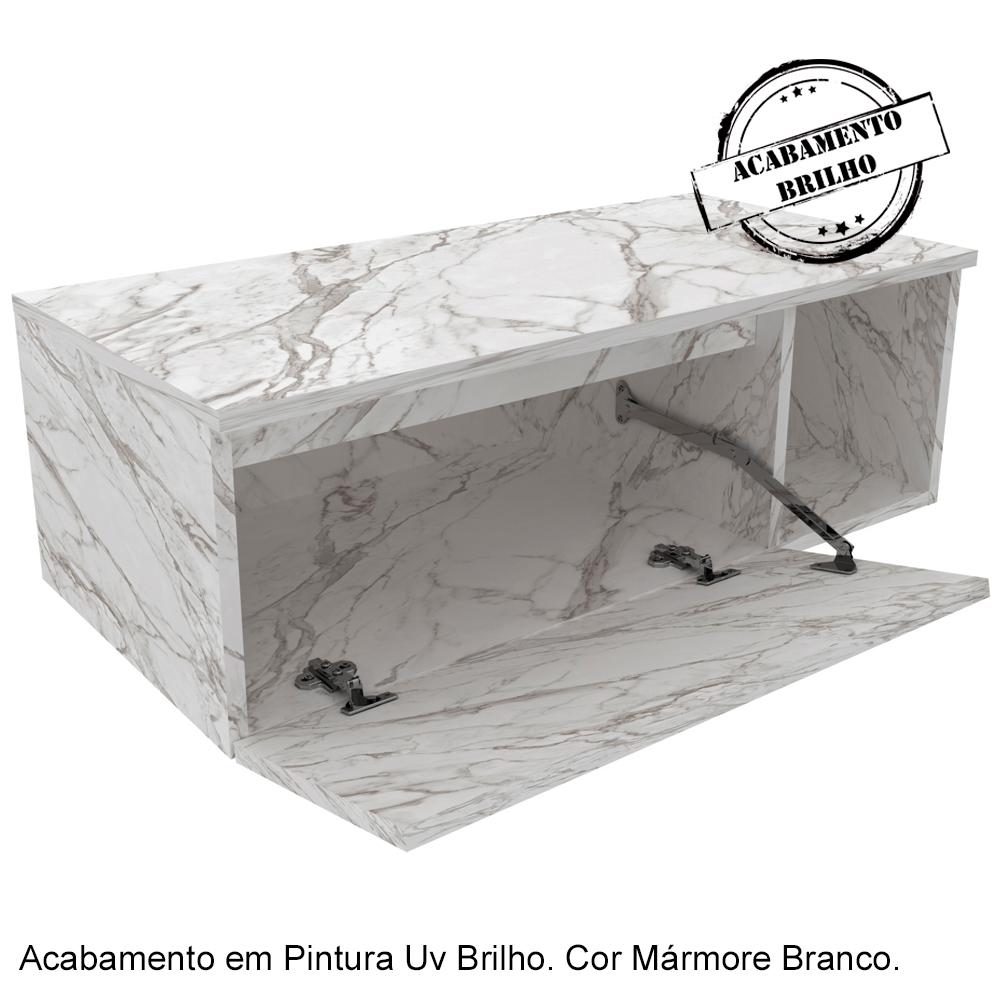 Conjunto De Armarios Para Banheiro Com Espelheira BN11 Marmore Branco Tecno Mobili
