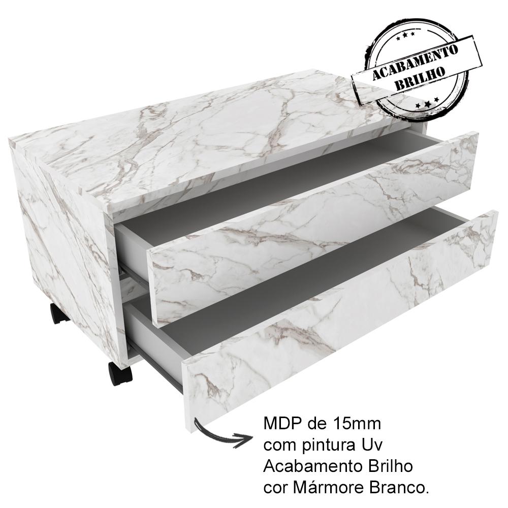 Conjunto De Armarios Para Banheiro Com Espelheira BN11 Marmore Branco Tecno Mobili