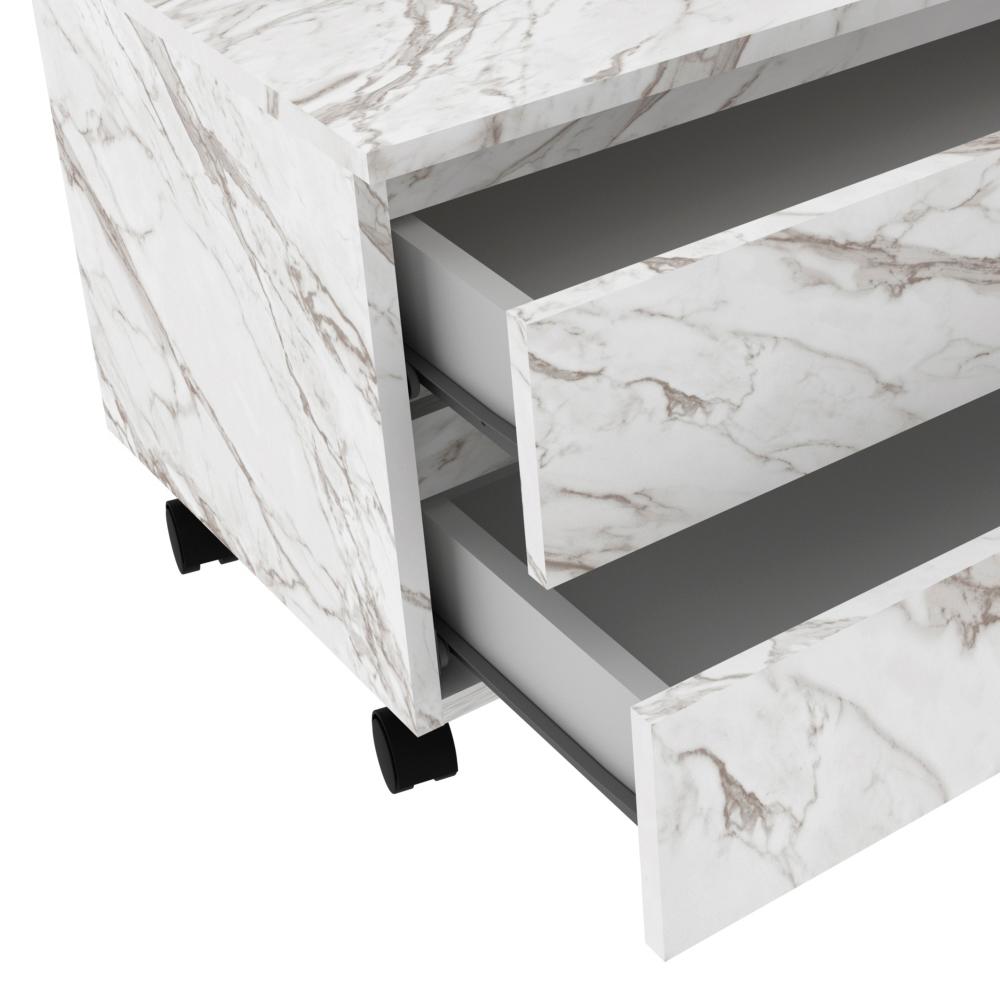 Conjunto De Armarios Para Banheiro Com Espelheira BN11 Marmore Branco Tecno Mobili