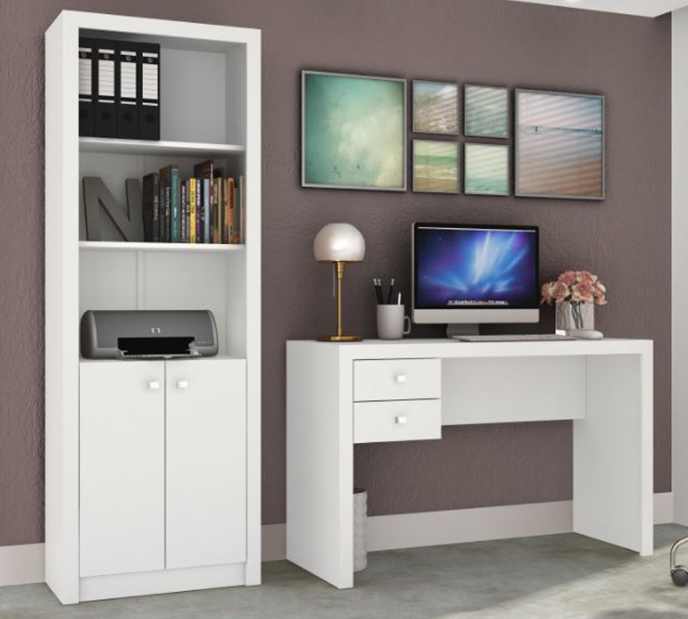 Conjunto Escritório 02 Peças CJ12 Branco Tecno Mobili