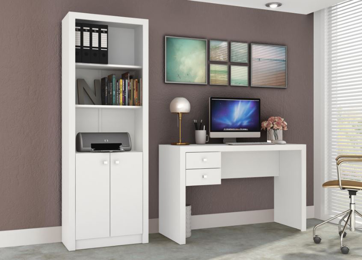 Conjunto Escritório 02 Peças CJ12 Branco Tecno Mobili