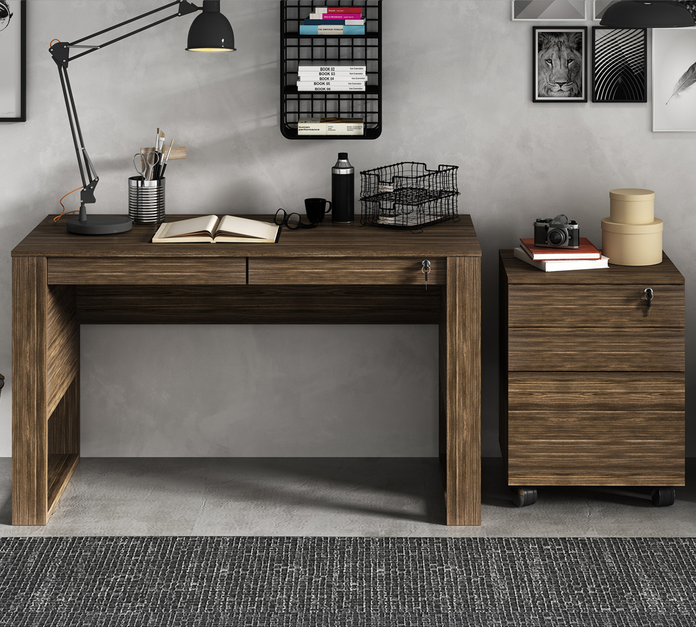 Conjunto Escritório 02 Peças CJ26 Nogal Tecno Mobili