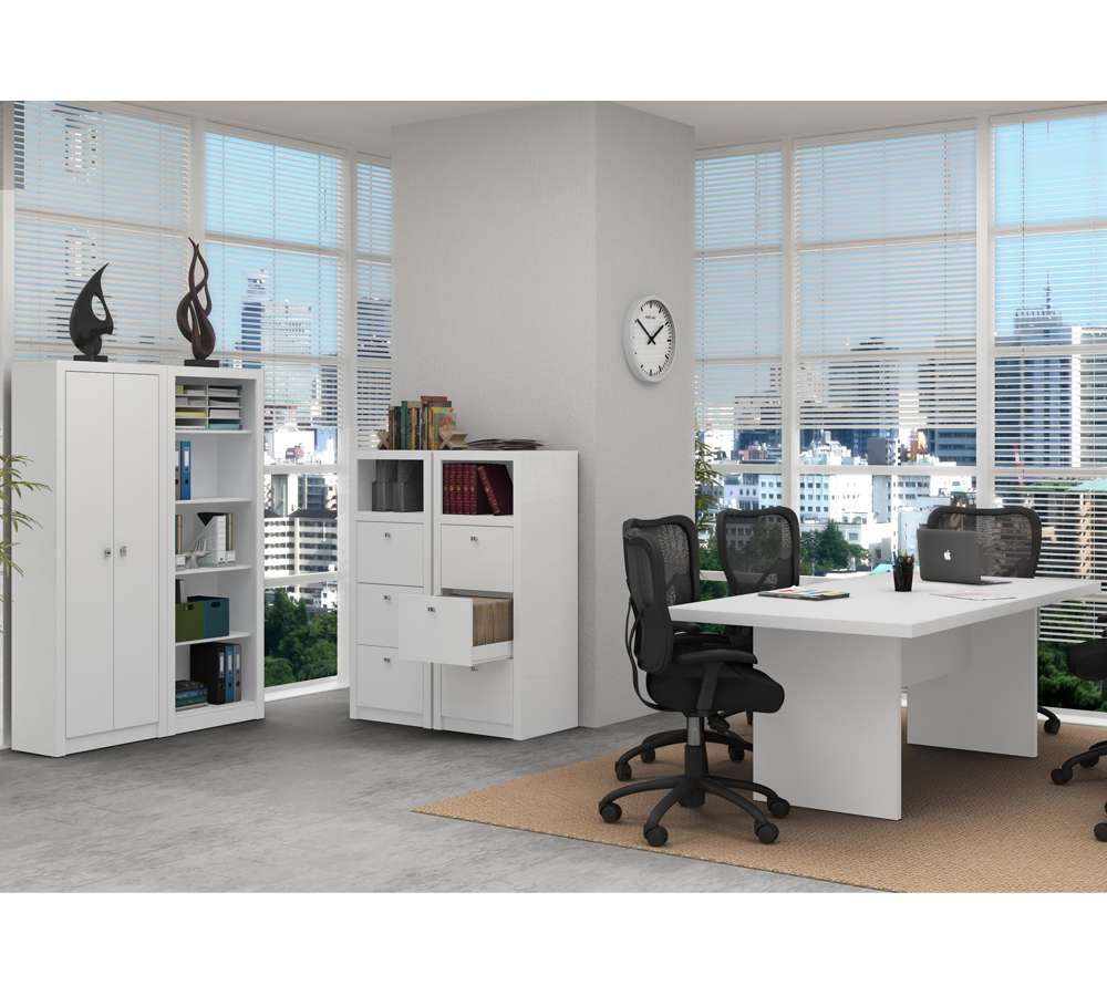 Conjunto Escritório Completo 05 Peças CJ18 Branco Tecno Mobili