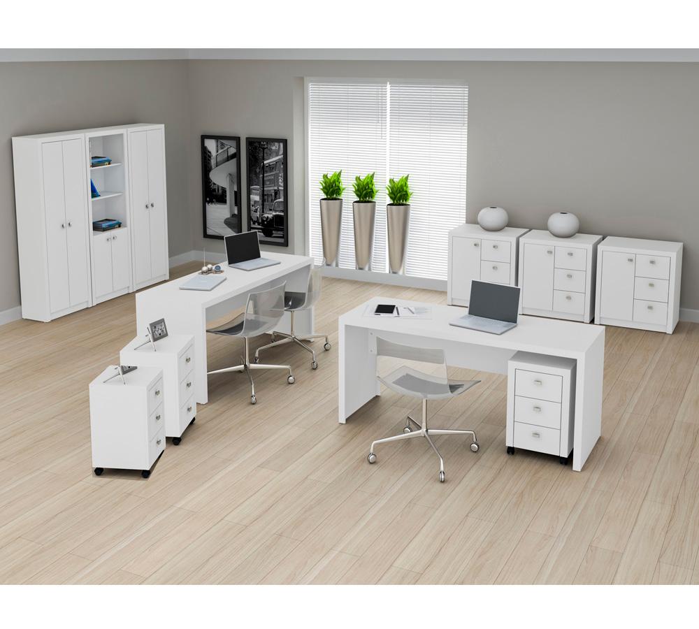 Conjunto Escritório Completo 11 Peças CJ8 Branco Tecno Mobili