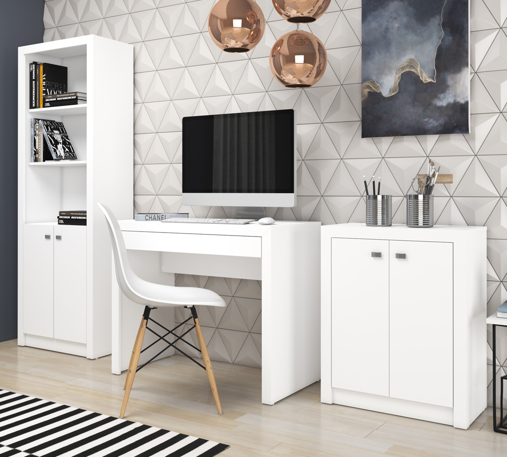 Conjunto Escritório Completo 3 Peças CJ17 Branco Tecno Mobili