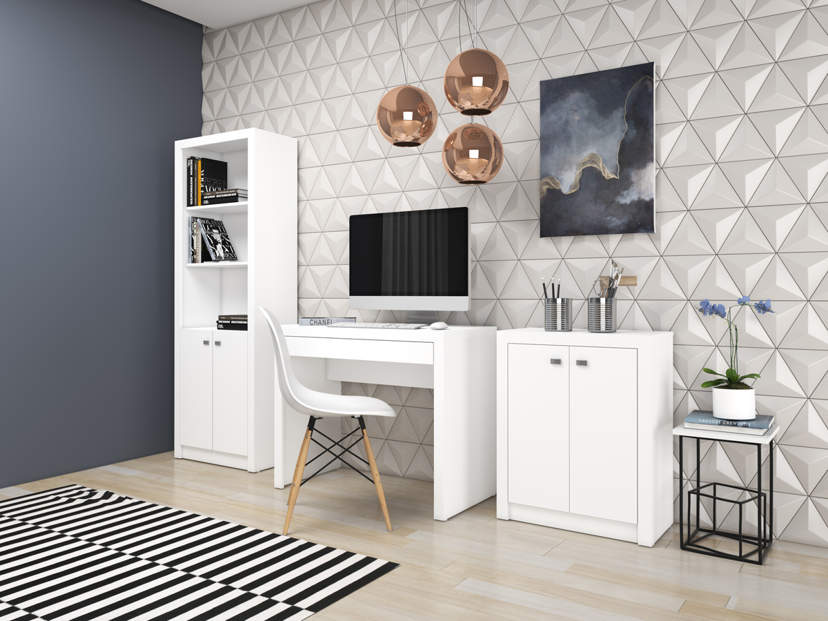 Conjunto Escritório Completo 3 Peças CJ17 Branco Tecno Mobili