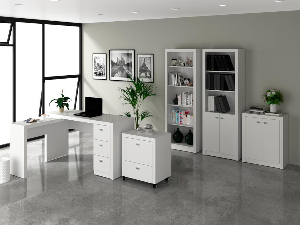 Conjunto Escritório Completo 5 Peças CJ2 Branco Tecno Mobili