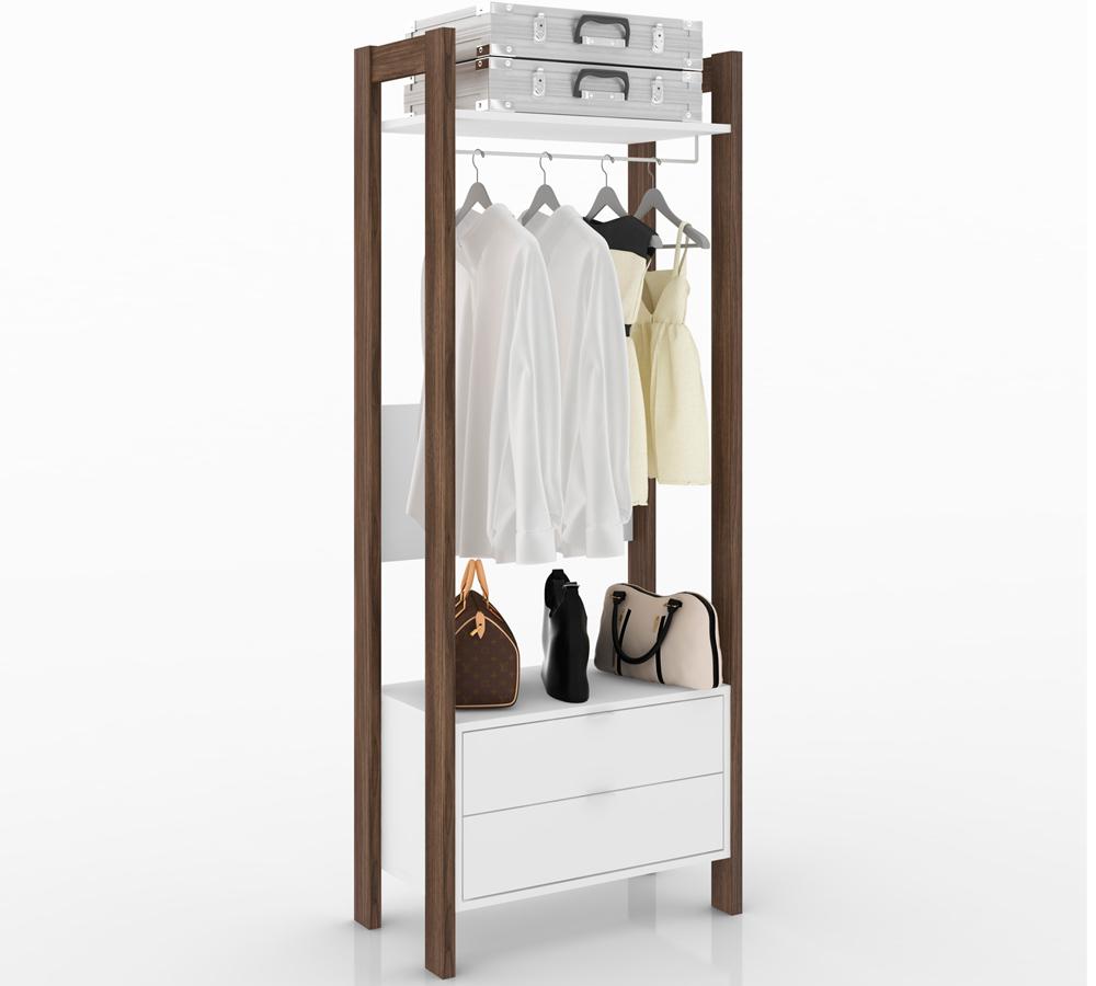 Conjunto Guarda Roupa Modulado Closet 4 Peças AZ2 Branco Nogal Tecno Mobili