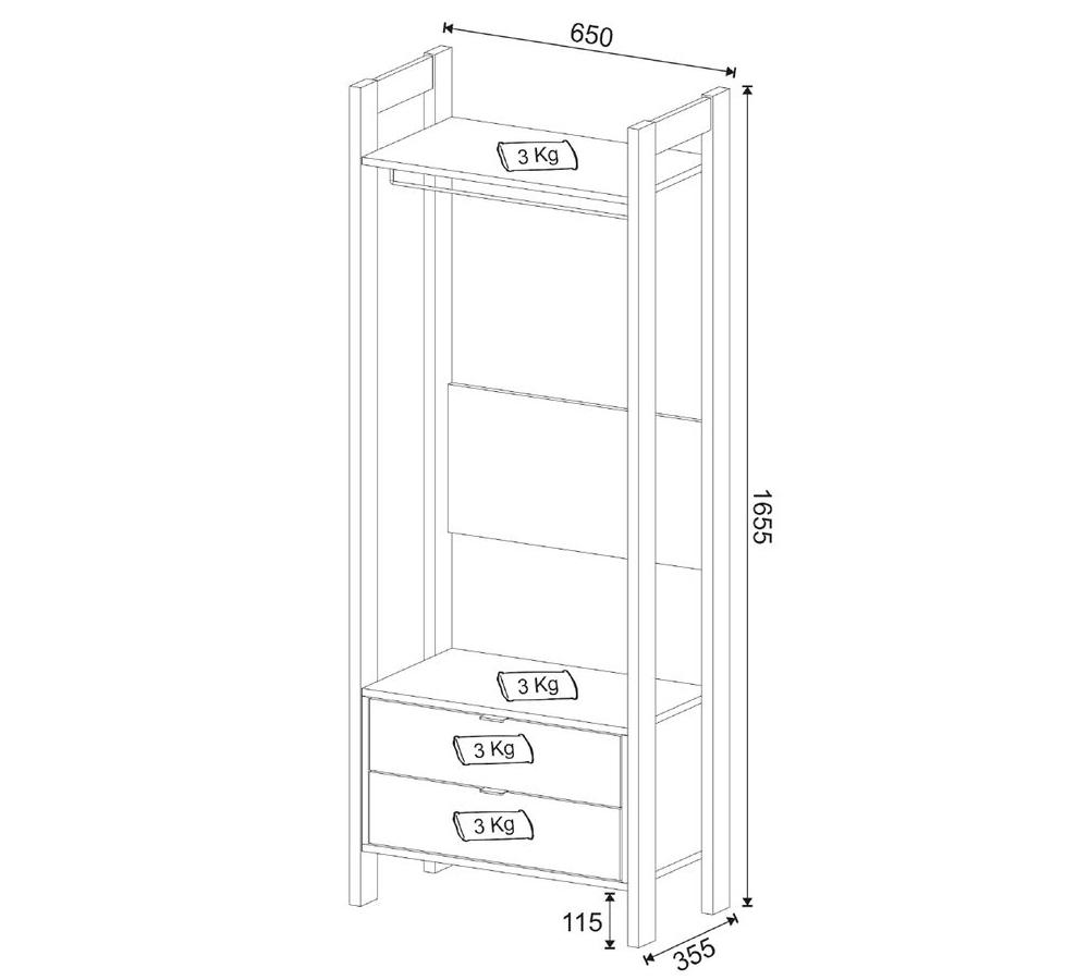 Conjunto Guarda Roupa Modulado Closet 4 Peças AZ2 Branco Nogal Tecno Mobili