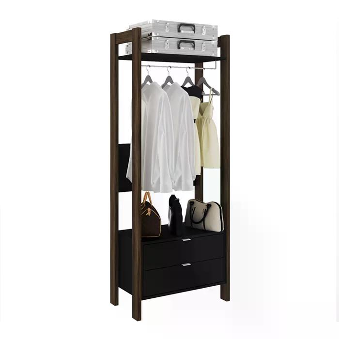 Conjunto Guarda Roupa Modulado Closet 4 Peças AZ2 Preto Nogal Tecno Mobili