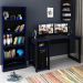 Conjunto Mesa e Armario Gamer ME4141 ME4152 Preto Azul Tecno Mobili