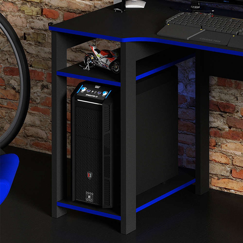 Conjunto Mesa e Armario Gamer ME4141 ME4152 Preto Azul Tecno Mobili