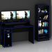 Conjunto Mesa e Armario Gamer ME4141 ME4153 Preto Azul Tecno Mobili