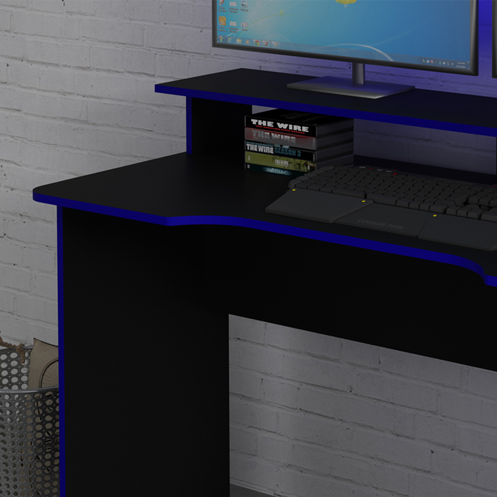 Conjunto Mesa e Armario Gamer ME4141 ME4153 Preto Azul Tecno Mobili