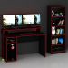 Conjunto Mesa e Armario Gamer ME4141 ME4153 Preto Vermelho Tecno Mobili