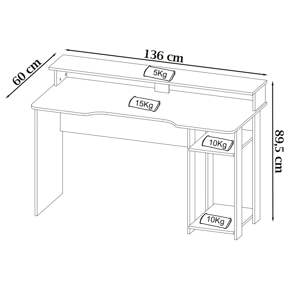 Conjunto Mesa e Armario Gamer ME4141 ME4153 Preto Vermelho Tecno Mobili