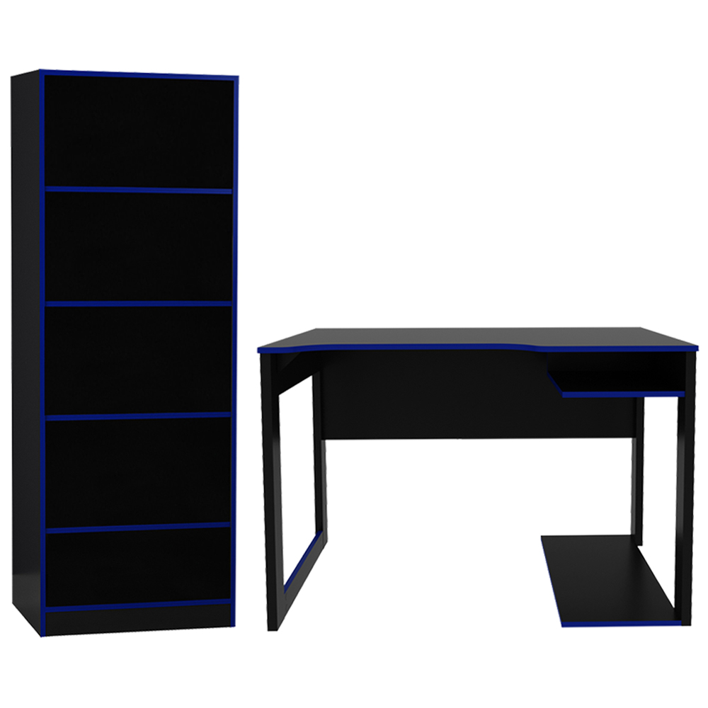Conjunto Mesa e Armario Gamer ME4141 ME4161 Preto Azul Tecno Mobili