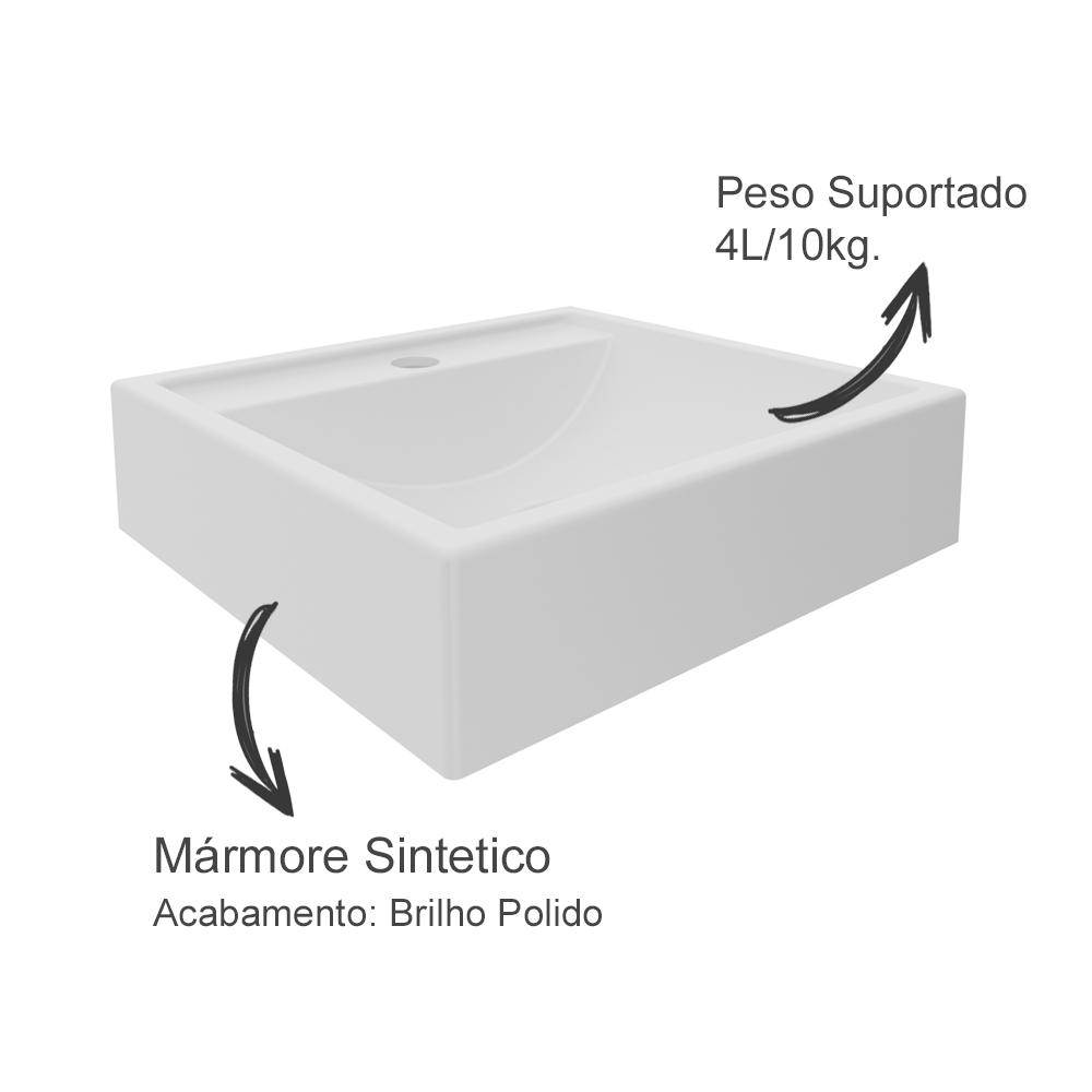 Conjunto Para Banheiro Armarios Com Cuba E Espelho BN10 Marmore Branco Tecno Mobili