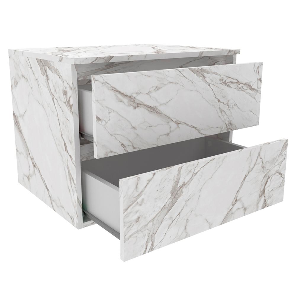 Conjunto Para Banheiro Armarios Com Cuba E Espelho BN10 Marmore Branco Tecno Mobili