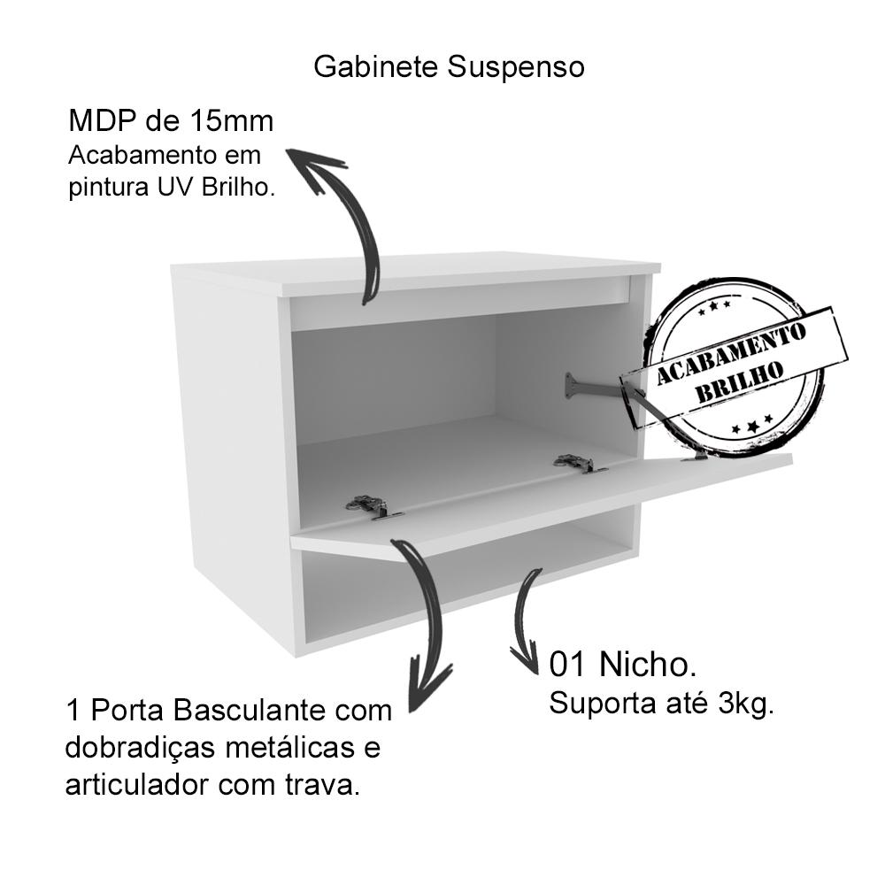 Conjunto Para Banheiro Armarios Com Cuba E Espelho BN5 Branco Tecno Mobili