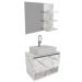 Conjunto Para Banheiro Armarios Com Cuba E Espelho BN5 Marmore Branco Tecno Mobili
