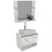 Conjunto Para Banheiro Armarios Com Cuba E Espelho BN7 Marmore Branco Tecno Mobili