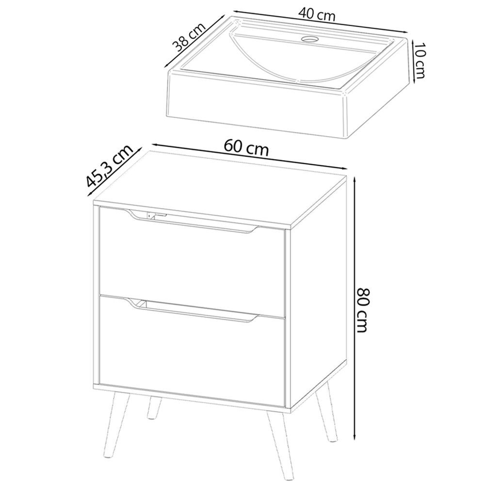 Conjunto Para Banheiro BN3600x39x40 Branco Metalizado Tecno Mobili