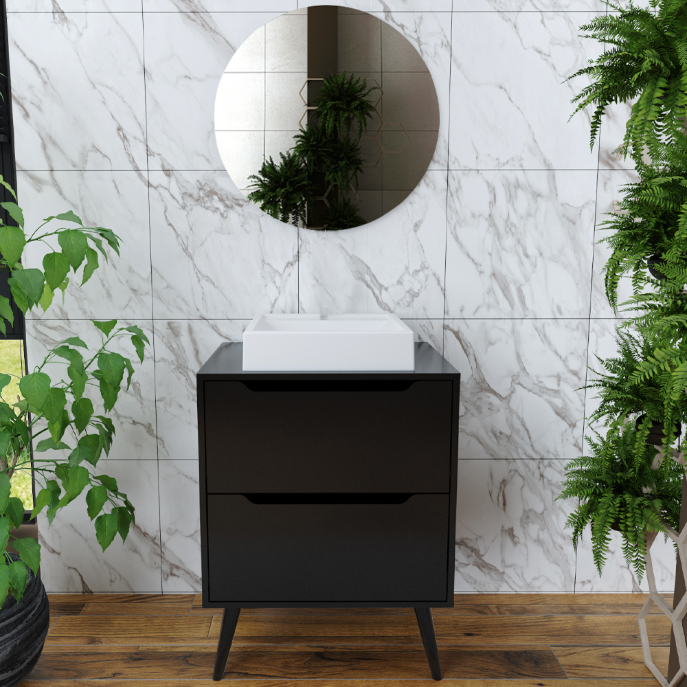 Conjunto Para Banheiro BN3600x39x40 Preto Metalizado Tecno Mobili