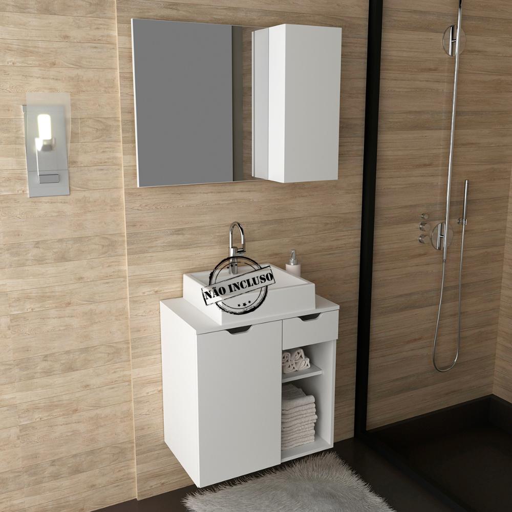 Conjunto Para Banheiro Gabinete E Espelheira BN3605x02 Branco Tecno Mobili