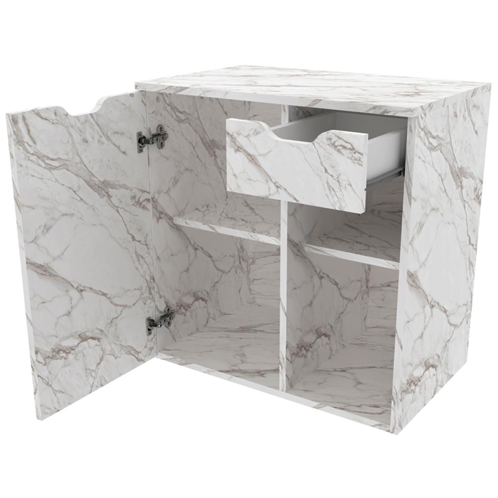 Conjunto Para Banheiro Gabinete E Espelheira BN3605x02 Marmore Branco Tecno Mobili