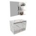 Conjunto Para Banheiro Gabinete E Espelheira BN3606x08 Marmore Branco Tecno Mobili
