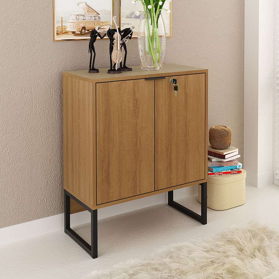 Conjunto Para Escritorio 4 Peças Office Tubular Amendoa Preto Tecno Mobili