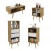 Conjunto Para Sala De Estar 04 Peças Natural Off White Tecno Mobili