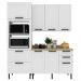 Cozinha Modulada 4 Pecas 190 cm MDF Branco Carvalho Tecno Mobili