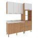 Cozinha Modulada 4 Pecas 200 cm Freijo Branco Marmore Branco Tecno Mobili