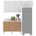 Cozinha Modulada 4 Pecas 200 cm MDP Freijo Branco Marmore Branco Tecno Mobili