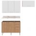 Cozinha Modulada 4 Pecas 200 cm MDP Freijo Branco Marmore Branco Tecno Mobili