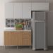 Cozinha Modulada 4 Pecas 200 cm MDP Freijo Branco Marmore Branco Tecno Mobili