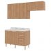 Cozinha Modulada 4 Pecas 200 cm MDP Freijo Marmore Branco Tecno Mobili